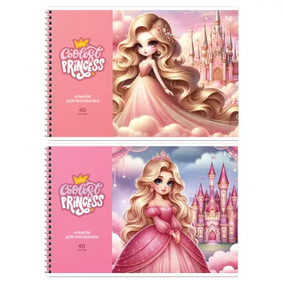 УЦЕНКА - Альбом для рисования 40л., А4, на гребне BG "Princess"