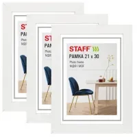 Рамка 21х30 см, небьющаяся, КОМПЛЕКТ 3 штуки, багет 30 мм, МДФ, STAFF "Style", белая, 391343