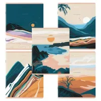 Тетради КОМПЛЕКТ 5 шт. А5, 48 л. BRAUBERG, скоба, клетка, SoftTouch, фольга, "Mountains", 404400