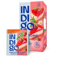 Чай INDIGO "Земляничный чизкейк" черный, 24 пакетика в конвертах по 1,7 г, HERB0085
