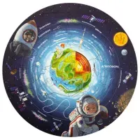 Интерактивная деревянная карта-пазл GLOBEN "Строение Земли", 28 см, 50 элементов, PAG5205