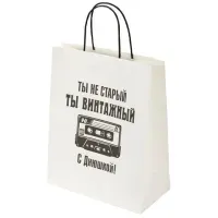 Пакет подарочный (1 штука) 26х13х32 см (L) "Винтажный", крафт, ЗОЛОТАЯ СКАЗКА, 700854