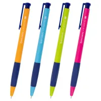 Ручка шариковая автоматическая BRAUBERG A-30 COLOR MIX "WRITING 3.0", СИНЯЯ, пишущий узел 0,5 мм, линия письма 0,25 мм, 144341