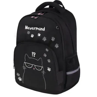 Рюкзак BRAUBERG SOFT, 2 отделения, 3 кармана, "Кот с характером", СВЕТЯЩИЙСЯ, 40х31х15 см, 274401