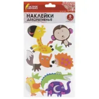 Наклейки из EVA "Зверята", 8 шт., ассорти, ОСТРОВ СОКРОВИЩ, 661460