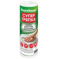 Салфетки БЕЗВОРСОВЫЕ 56 штук, 21х28 см, СУПЕРВПИТЫВАЮЩИЕ многоразовые универсальные, ЦЕЛЛЮЛОЗНЫЕ, BOOMHOUSE (БУМХАУС), 700988