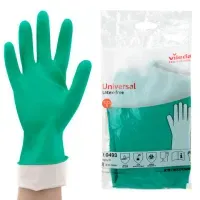 Перчатки VILEDA PROFESSIONAL нитриловые, МНОГОРАЗОВЫЕ, универсальные, антиаллергенные, S (малый), зеленый, 174379