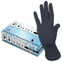 Перчатки нитриловые медицинские смотровые CONNECT ULTRA BLACK, 50 пар (100 шт.), размер L (большой), черные, CON-UB-INT-03