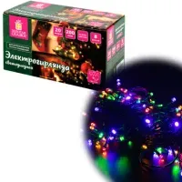 Электрогирлянда-нить комнатная "Стандарт" 20 м, 200 LED, мультицветная, 220 V, контроллер, ЗОЛОТАЯ СКАЗКА, 591358