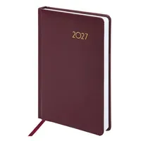 Ежедневник датированный 2027, А5, 138x213 мм, BRAUBERG "Select", балакрон, бордовый, 117953