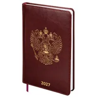 Ежедневник датированный 2027, А5, 138х213 мм, BRAUBERG "State", под кожу, коричневый, 118041