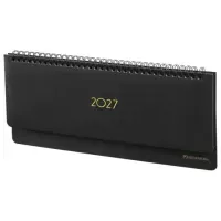 Планинг датированный 2027, 305х140 мм, BRAUBERG "Select", под кожу, черный, 118203