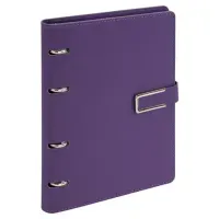Тетрадь на кольцах А5, 180х220 мм, 120 л., под кожу soft-touch, застежка, BRAUBERG SHADE, фиолетовый, 405247