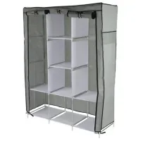 Шкаф для одежды с чехлом BOOMHOUSE (БУМХАУС) WB-002 (В1660хШ1250хГ440 мм), 8 полок, металлический каркас, серый, 701447