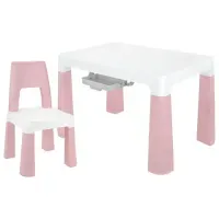 Стол детский + стул BRABIX KIDS CS-003, 2-7 лет, пластик белый + розовый, 533291