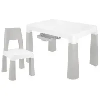 Стол детский + стул BRABIX KIDS CS-003, 2-7 лет, пластик белый + серый, 533292