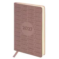 Ежедневник датированный 2027, А5, 138х213 мм, BRAUBERG "Aura", под кожу, гибкий, розовый, 117942