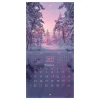 Календарь настенный перекидной 2027 г., BRAUBERG, 12 листов, 21,4х42,8 см, МИНИ, "Nature", 118433