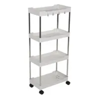 Этажерка (тележка) BOOMHOUSE (БУМХАУС) RC-040 4 яруса, на колесах, В87хШ40хГ22 см, металл/пластик, белая/хром, 701454