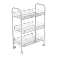 Этажерка (тележка) BOOMHOUSE (БУМХАУС) RC-003 3 яруса, на колесах, В62,5хШ42,5хГ25,5 см, металл, белая, 701456