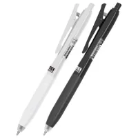 Ручка шариковая автоматическая С УДЛИНЕННЫМ ГРИПОМ BRAUBERG "BLACK & WHITE", СИНЯЯ, пишущий узел 0,5 мм, линия письма 0,35 мм, 144462