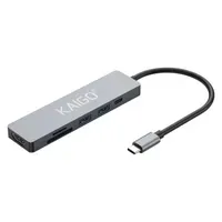 USB-хаб KG-153A, Type-C 3.2, в/с, 6 в 1, 1хUSB-A 3.2, 1xUSB-A 2.0, 2xSD/TF 2.0, 1xHDMI,1xType-C PD 3.0, 150 мм, серый, KAIGO (КАЙГО), 355068
