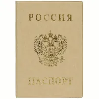 Обложка для паспорта ДПС, ПВХ, тиснение "Герб", бежевый