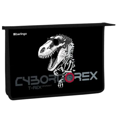 Папка для тетрадей 1 отделение, А4 Berlingo "T-REX", 340*245*40 мм, пластик, на молнии