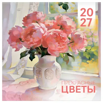 Календарь настенный перекидной на скрепке, 230*230 мм 12л. BG "Прекрасные цветы", 2027г.