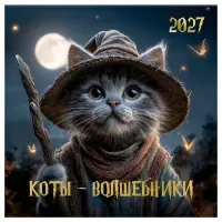 Календарь настенный перекидной на скрепке, 290*290 мм 12л. BG "Коты-волшебники", 2027г.