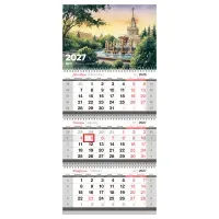 Календарь квартальный 3 бл. на 3 гр., 295*660 мм BG "Парк", с бегунком, 2027г.