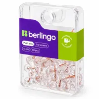 Кнопки силовые Berlingo, 100шт., пластиковый бокс, круглые, прозрачные, розовое золото