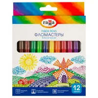 Фломастеры Гамма "Классические", 12цв., смываемые, картон. упак., европодвес