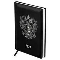 Ежедневник датированный 2027г., А5, 176л., твердый переплет, кожзам, BG "Орел", черный