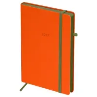 Ежедневник датированный 2027г., А5, 176л., твердый переплет, кожзам, BG "Contrast. Orange", оранжевый, цветной срез, на резинке