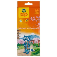 Карандаши цветные Мульти-Пульти "Енот в Японии", 12цв., трехгран., заточен., картон, европодвес