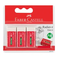 Набор ластиков Faber-Castell "Eraser PVC-free", 3 шт., прямоугольный, 63*22*11мм, картон. футляр, в пленке, блистер