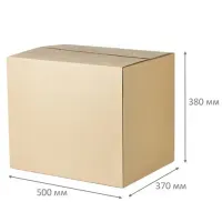Гофрокороб длина 500 мм x ширина 370 мм x высота 380 мм, марка Т23, профиль В, FEFCO 0201/ГОСТ, исполнение А