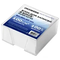 Блок для записей в боксе 9х9х5 см, ПЛОТНОСТЬ 100 г/м2, БЕЛИЗНА 100%, DASWERK (ДАСВЕРК), 118934