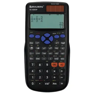 Калькулятор инженерный BRAUBERG SC-82ESP (165х84 мм), 252 функции, 10+2 разрядов, двойное питание, 273996