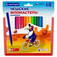 УЦЕНКА - Фломастеры Centropen "Пингвины", 18цв., смываемые, картон, европодвес