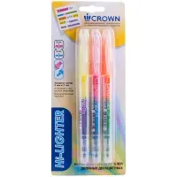Набор текстовыделителей двухсторонних Crown "Multi Hi-Lighter Twin" 3шт., 06цв., 3/2мм, блистер