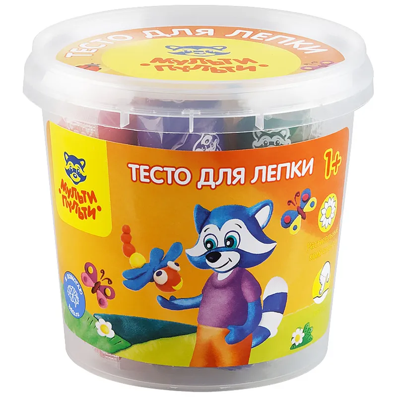 Фото товара «Тесто для лепки Мульти-Пульти "Енот в деревне", 07 цветов*30г, пластиковый стакан»