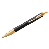Ручка шариковая PARKER "IM Premium Black GT", корпус черный матовый с гравировкой, позолоченные детали, синяя, 1931667