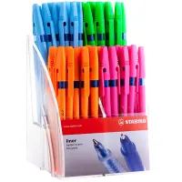 Дисплей шариковых ручек Stabilo "Liner 808" 80шт., синие, 0,7мм, флуоресцентные цвета корпуса