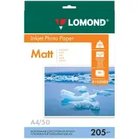 Фотобумага А4 для стр.принтеров Lomond, 205 г/м2 (50л) матовая односторонняя