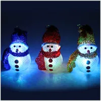 Фигурка новогодняя на батарейках "Снеговик", светящаяся, 8см, ассорти