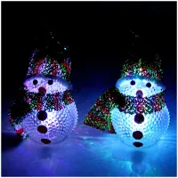 Фигурка новогодняя на батарейках "Снеговик 2", светящаяся, 8см, ассорти