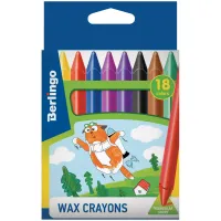Мелки восковые Berlingo "Жил-был кот", 18цв., трехгранные, картон, европодвес