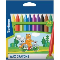 Мелки восковые Berlingo "Жил-был кот", 24цв., трехгранные, картон, европодвес